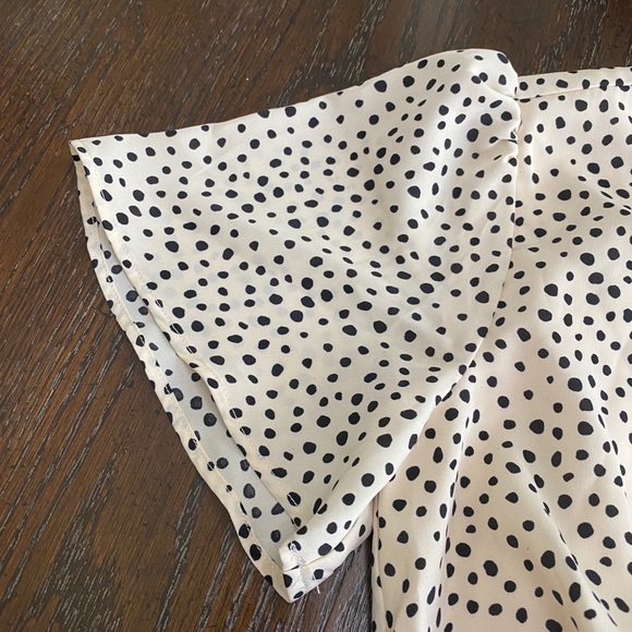 Pink Lily Faux Wrap Polka Dot Dress Cream & Black Mini - Picture 3 of 12